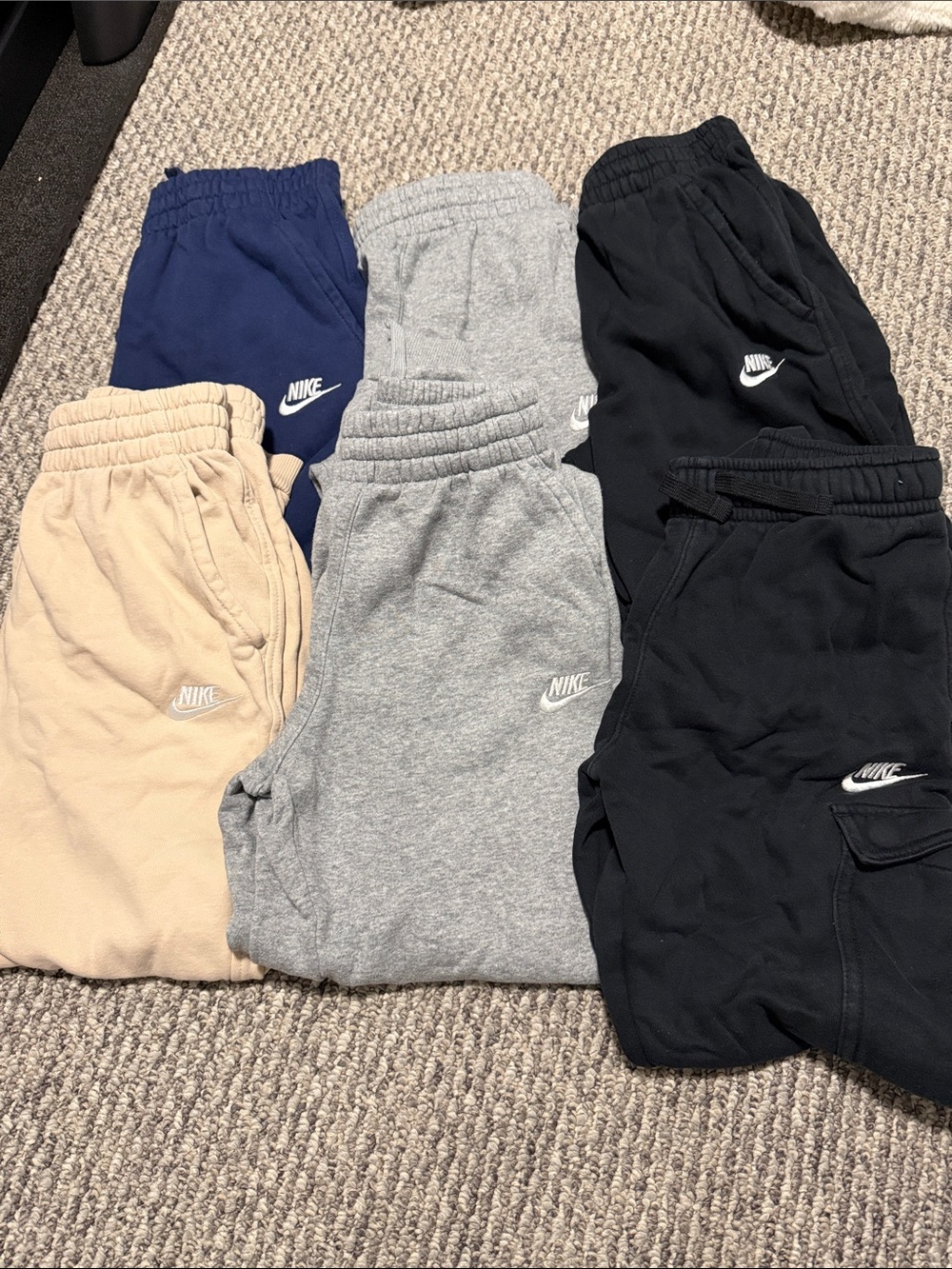 Nike Kids Sweatpants Bundle in Black, Gray, Navy, and Tan